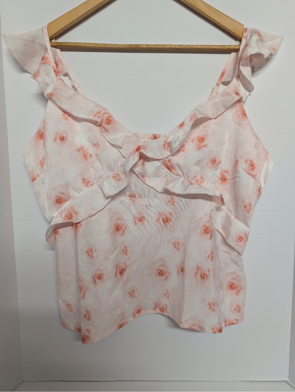 Dizzy Lizzy Women's Plus XXL Smocked Peach/ Floral Tank Top Side Zipper Closure